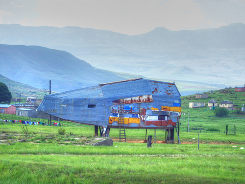 This home is an old airplane rear fuselage.